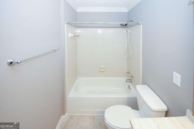 bathroom featuring baseboards, crown molding, tile patterned flooring, and vanity