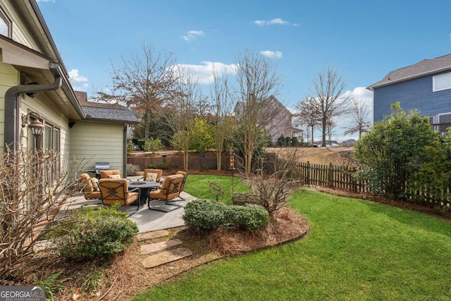 view of yard with a patio area and fence