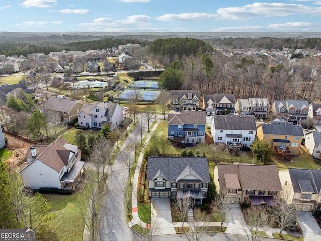 aerial view featuring a residential view