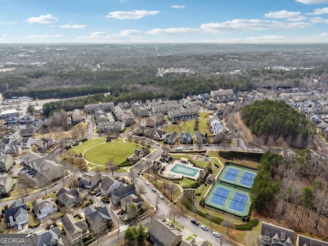 bird's eye view with a residential view