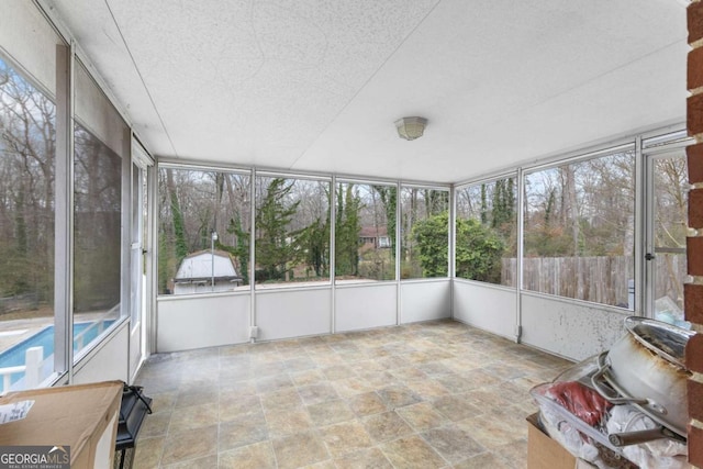 view of unfurnished sunroom