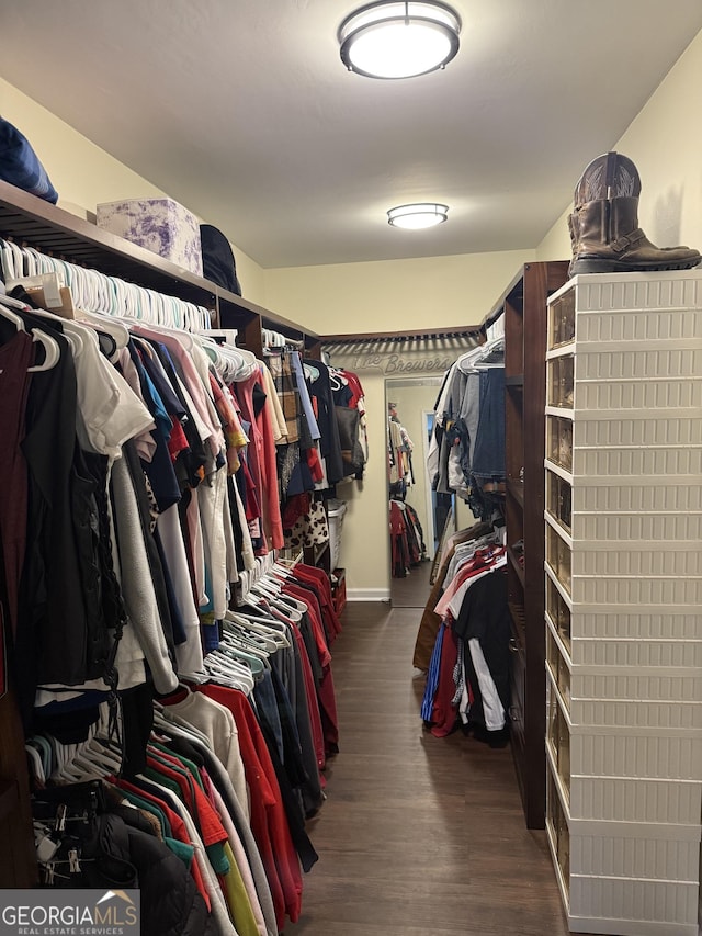 spacious closet with wood finished floors