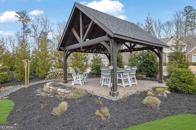view of patio featuring a gazebo