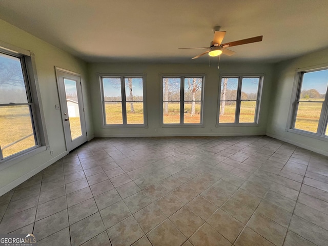 view of unfurnished sunroom