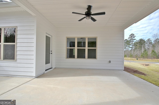 view of patio / terrace with ceiling fan