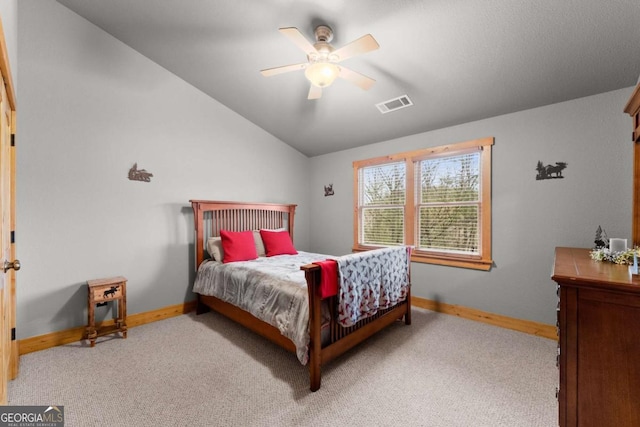 bedroom featuring carpet flooring, baseboards, and visible vents