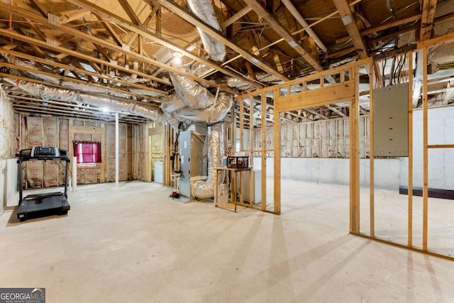 unfinished below grade area with heating unit
