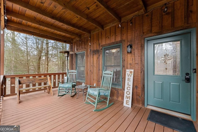 deck with a porch