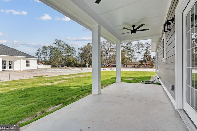 view of patio / terrace featuring a ceiling fan