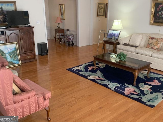 living area with light wood-style floors