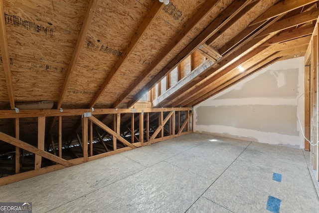 view of unfinished attic