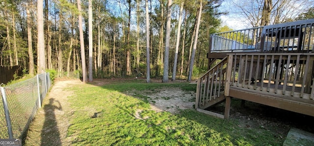 220 Joe Dr, Temple, GA 30179 - view of yard with stairs, fence, and a deck