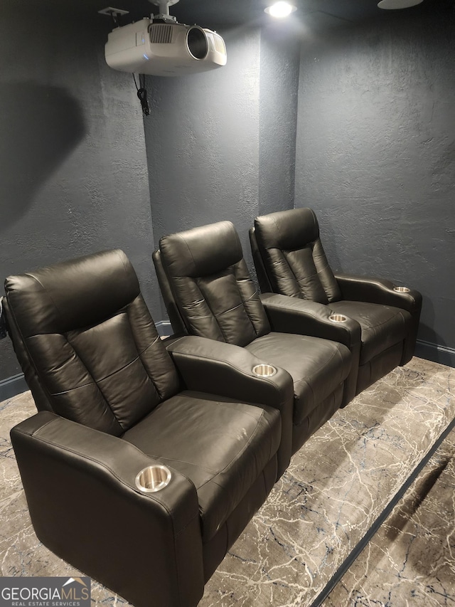 cinema with a textured wall