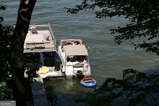 view of dock featuring a water view