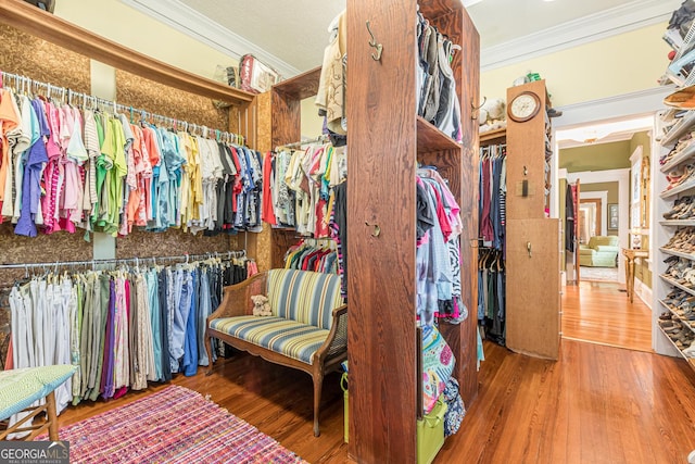 spacious closet with wood finished floors