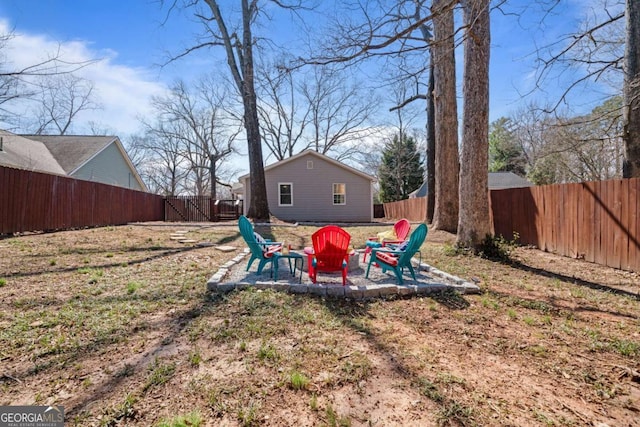 view of yard featuring a patio and a fenced backyard