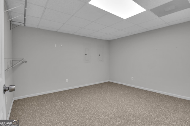 81 Bowers Rd, Moreland, GA 30259 - empty room with a paneled ceiling, carpet flooring, baseboards, and electric panel