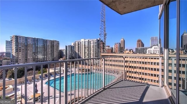 balcony with a view of city