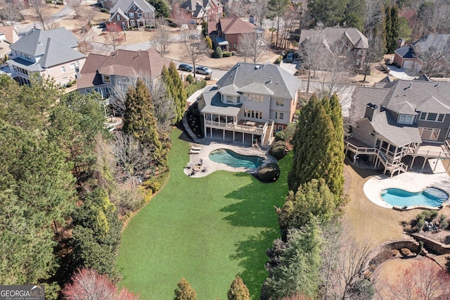 aerial view with a residential view