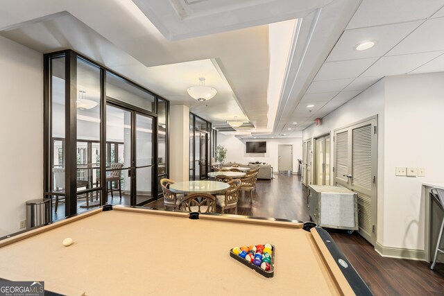 3481 Lakeside Dr NE Unit 2303, Atlanta, GA 30326 - game room with recessed lighting, pool table, baseboards, and dark wood-style flooring