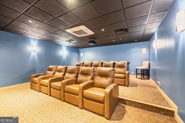 3481 Lakeside Dr NE Unit 2303, Atlanta, GA 30326 - cinema room with baseboards, visible vents, carpet floors, and a paneled ceiling