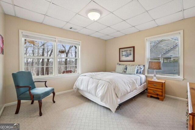 playroom with pool table, carpet floors, a fireplace, and a paneled ceiling