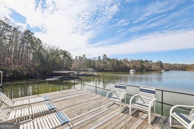 view of dock featuring a water view