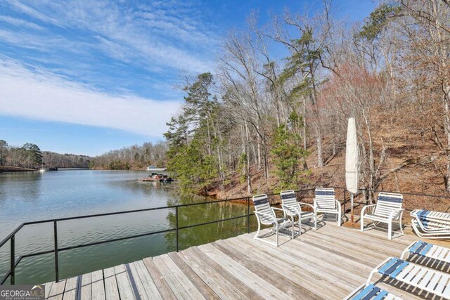 dock area with a water view