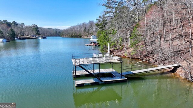 view of dock featuring a water view