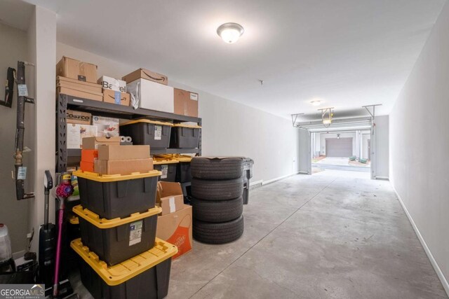 garage with baseboards