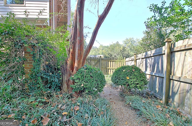 view of yard with a fenced backyard