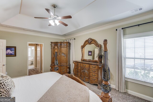 1433 Henderson Ridge Ln, Loganville, GA 30052 - bedroom with light colored carpet, a tray ceiling, multiple windows, and visible vents