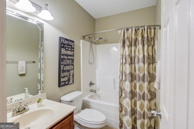 1433 Henderson Ridge Ln, Loganville, GA 30052 - bathroom with toilet, shower / tub combo, and vanity