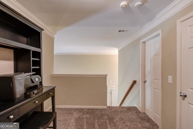 1433 Henderson Ridge Ln, Loganville, GA 30052 - carpeted office featuring baseboards, visible vents, and crown molding