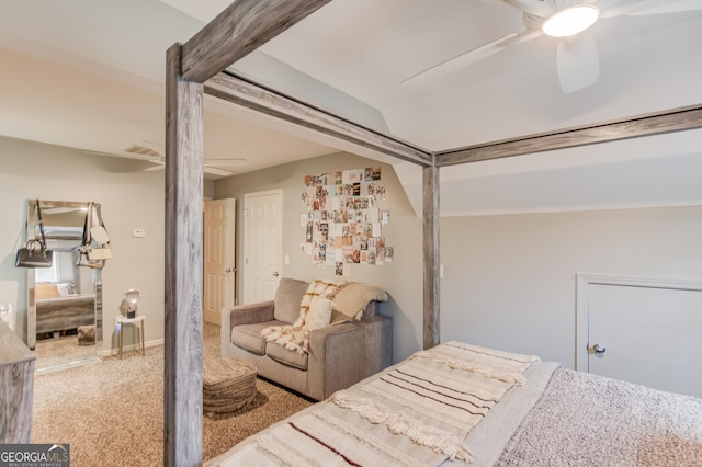 1433 Henderson Ridge Ln, Loganville, GA 30052 - bedroom with carpet, visible vents, ceiling fan, and baseboards