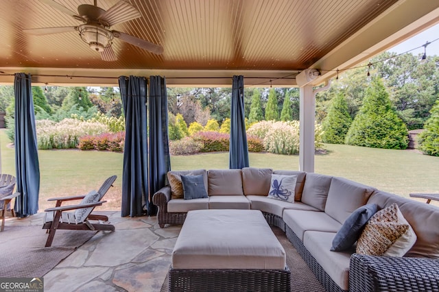 1433 Henderson Ridge Ln, Loganville, GA 30052 - view of patio with ceiling fan and an outdoor hangout area