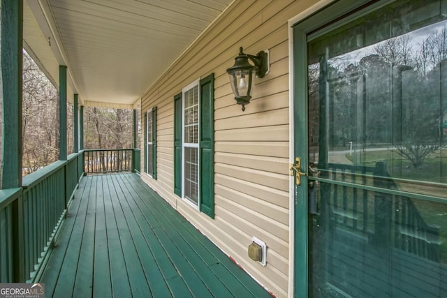 wooden terrace with covered porch