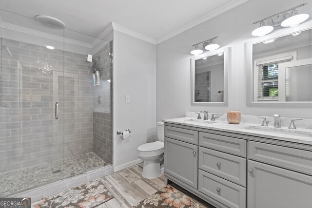 3928 Lake Ct, Gainesville, GA 30501 - full bathroom featuring a sink, wood finished floors, toilet, and a shower stall