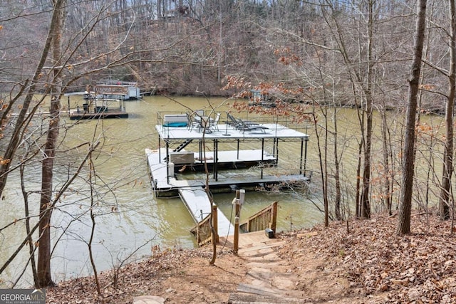 view of dock featuring a water view