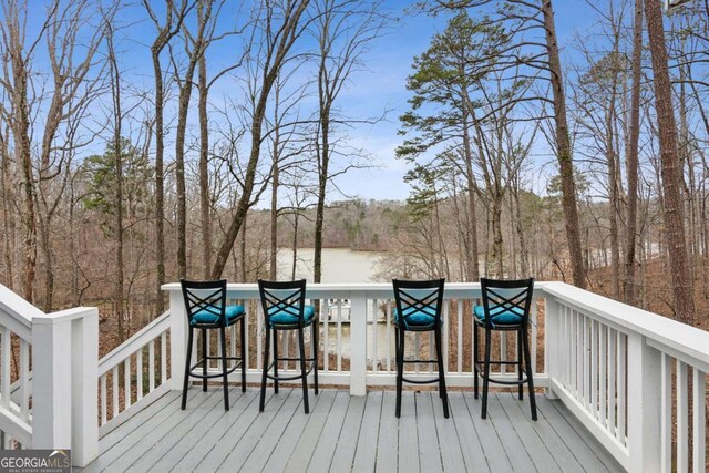 3928 Lake Ct, Gainesville, GA 30501 - wooden deck featuring outdoor dry bar