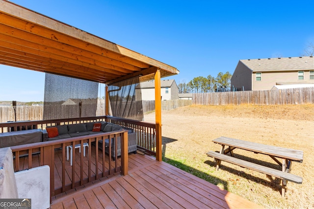 deck featuring a fenced backyard