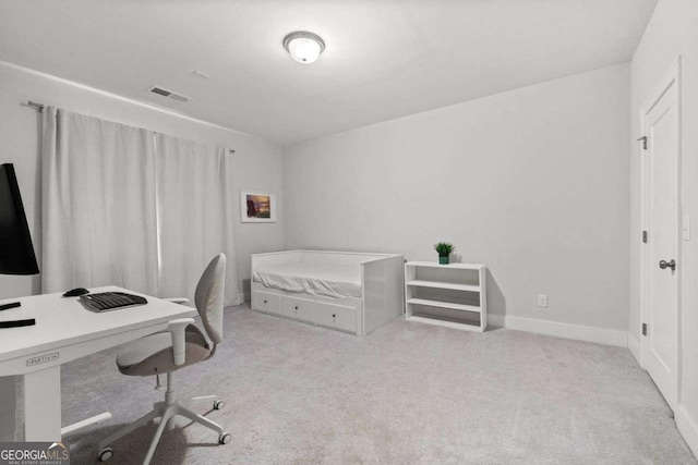 bedroom with carpet flooring, visible vents, and baseboards