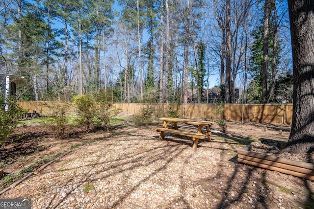 view of yard featuring a fenced backyard