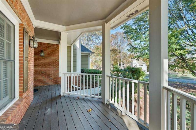 deck with a porch