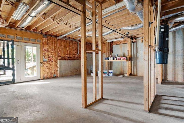 below grade area with french doors