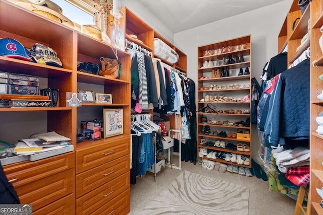 spacious closet featuring carpet