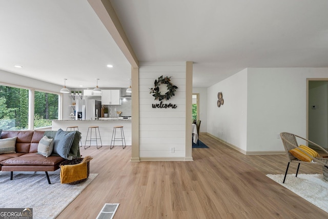 5985 Lakeside Ct, Gainesville, GA 30506 - living area featuring light wood finished floors, baseboards, and recessed lighting