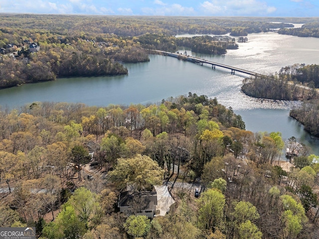 5985 Lakeside Ct, Gainesville, GA 30506 - view of property location with a heavily wooded area, a large body of water, and a notable bridge