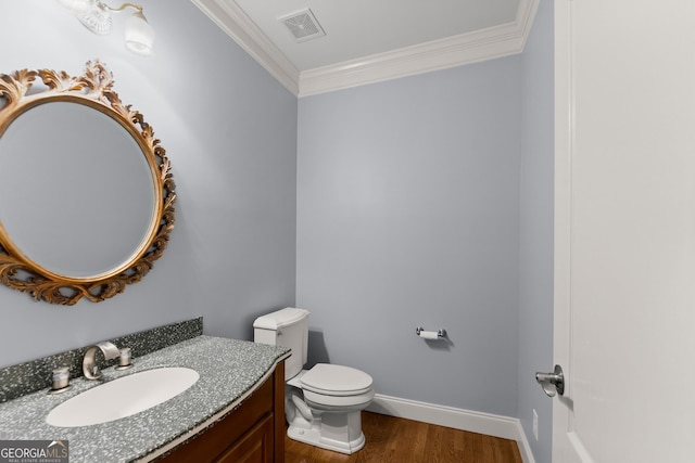 1348 Ewing Creek Dr, Dacula, GA 30019 - bathroom featuring crown molding, wood finished floors, and vanity