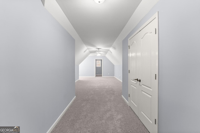 1348 Ewing Creek Dr, Dacula, GA 30019 - hallway with carpet flooring and vaulted ceiling